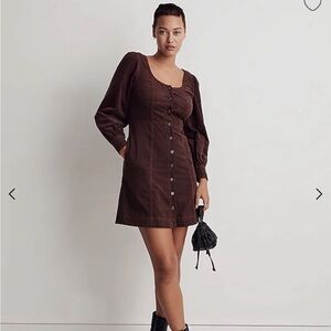Madewell - Corduroy Seamed Long-Sleeve Mini Dress